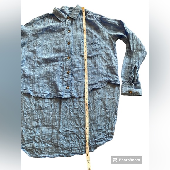 Anthropologie Pilcro and the Letterpress Blue Linen Button Down Top. Size 0. - Picture 7 of 11